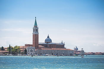 サンジョルジョマッジョーレ島、 ヴェネツィア、 イタリア、 サンジョルジョマッジョーレ、 島、 建築、 都市、 雲一つない、 ヨーロッパ、 象徴的な、 古い