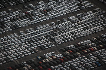letecké snímkování, zaparkováno, vozy, auto, automobilového průmyslu, obchod, obchodník, Nový, Prodej, aukce, odbyt