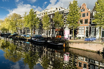 Kanäle, amsterdam, Niederlande, Wasser, Europa, Niederländisch, Reise, Wasserweg, szenisch, Wolken, Reflexionen