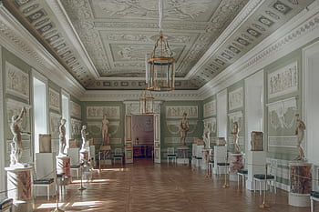 muzeum, palác, historický, pavlovsk, st petersburg russia, sochy, socha, interiér, Rusko, sál, styl