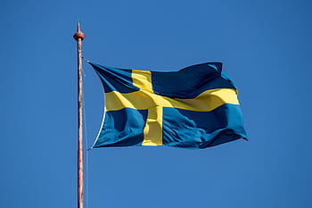 flag, sweden, flutter, wind, sky, blow