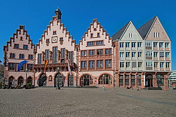 frankfurt, hesse, Německo, Římané, römerberg, staré Město, radnice, architektura, Zajímavosti, Dějiny, exteriér budovy