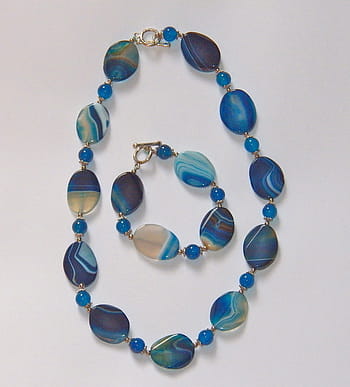 Collier, agate, bleu, bracelet, gemme, bijoux, mode, des pierres, Roche, Naturel