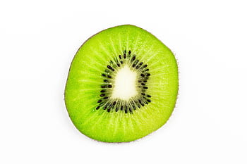 Slice, kiwi, fruit, isolated, white, background, circle, closeup, diet, exotic, food