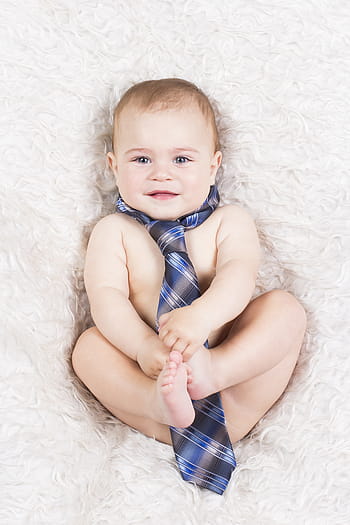Baby, tragen, Blau, Krawatte, Kind, Junge, der junge herr, süß, kaukasischer Abstammung, klein, Menschen