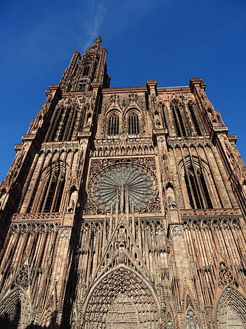 Cattedrale, Strasburgo, Alsazia, Francia, Medioevo, Gotico, arenaria, rosa, rosone, vetro colorato, religione