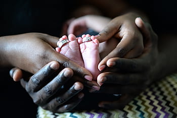 two, adult hands, baby feet, baby, couple, wedding rings, woman, man, child, children, women