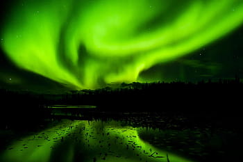 green aurora borealis, aurora borealis, northern lights, sky, night, landscape, nature, dark, colorful, bright, hills