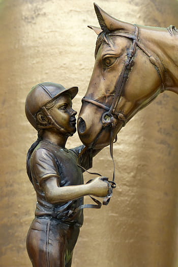 Girl, Horsewoman, Horse, Bronze, human body part, adult, day, outdoors, close-up