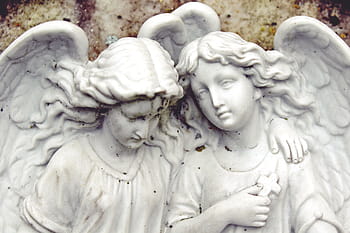 white, ceramic, angels statue, angel, statue, figure, woman, female, pray, face, faith