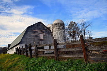 stodola, hospodařit, silo, venkovský, zemědělství, země, nebe, krajina, plot, zemědělské půdy, venkov