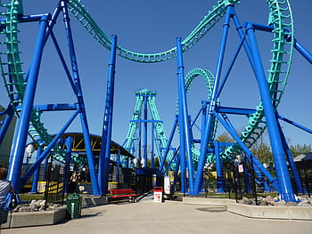 teal, blue, roller coaster, leisure, pleasure, dynamic, theme park, fun, movement, rollercoaster, loopying