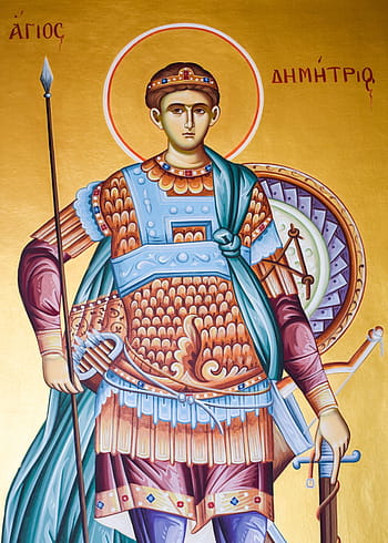 st demetrius, saint, iconography, painting, byzantine style, religion, orthodox, christianity, church, ayios dimitrios, cyprus