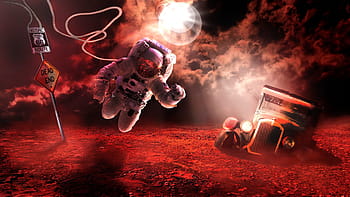 astronaut i mars, plads, astronaut, rejse, kosmonaut, spaceman, himmel, fremtid, hjelm, måne, fantasi