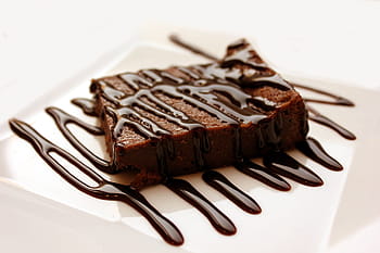 chocolate, white, plate, brownie, dessert, cake, sweet, delicious, brown, snack, bake