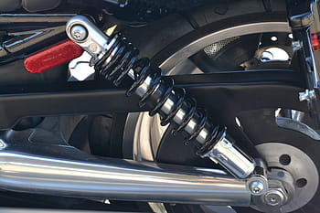 harley davidson, tlumič, šoků, kolo, suspenze, náhradní, motocykl, reflektor, mluvil, mechanik, vozidlo