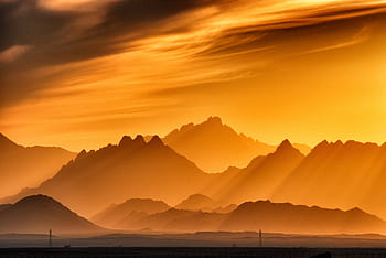 silhouette, montagne, d'oro, ora, montagna, montanaro, Alba, luce del sole, vista, all'aperto, natura