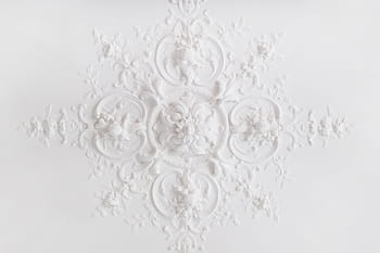 white floral decor, ceiling, stucco, mouldings, decoration, ancient, architecture, interior, template, blank, shape