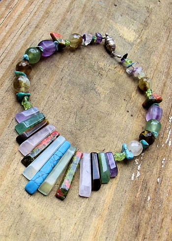 manik-manik, kuarsa liontin kalung, papan, Unakite, Amethyst, Turqoise, Quartz, rose quartz, aventurine, tourmalene, mata harimau