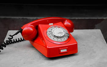 red, rotary, telephone, gray, surface, phone, alarm, communication, call, technology, business