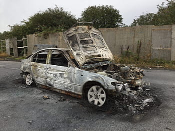 burnt car, burned, wreck, dare, metal, broken, old, transport, accident, rusty, scrap