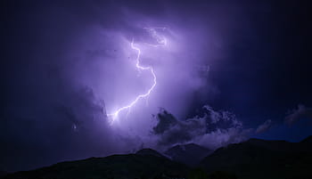 lightning bolt, mountain, nighttime, lightning, night, nature, landscape, mountains, summit, peaks, sky