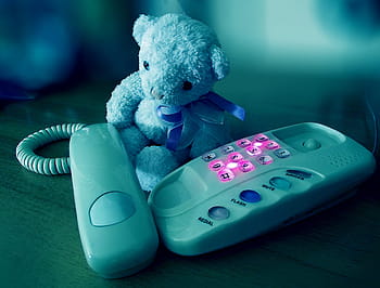 grijs, teddy, wit, huis telefoon, bruin, oppervlakte, leed, telefoon, verdrietig, beer, verdrietige beer
