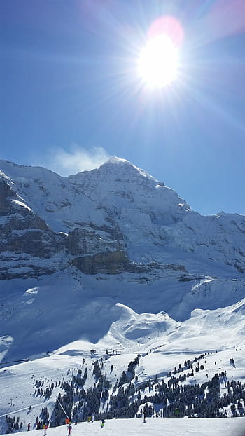 slunce, hora, sníh, grindelwald, švýcarské Alpy, hory, švýcarsko, vysokohorský, zimní, Studený, modrý