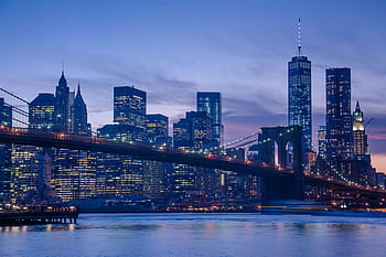 famoso, horizonte de manhattan, capturado, pôr do sol, novo, cidade de nova york, urbano, negócios, cidade, viagem, estados unidos da américa Horizonte urbano