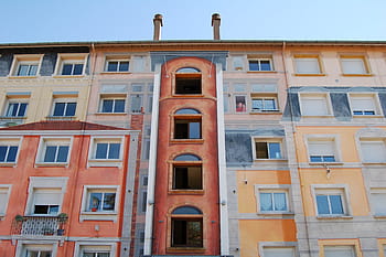hnědý, béžový, budova, Červené, beton, architektura, struktura, okno, nebe, exteriér budovy, venku