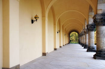 leipzig, southern cemetery, columnar, arcade, archway, crematorium, architecture