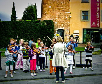 children playing violin, children, violin, street, instruments, musician, music, musical instrument, violinist, ropes, teacher