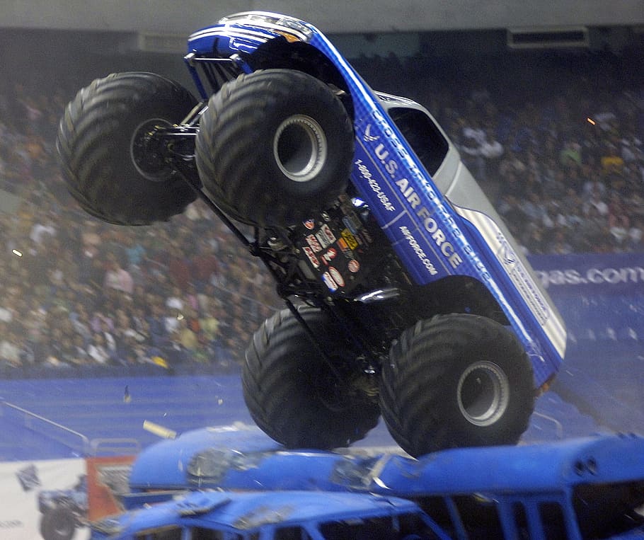 Monster Truck, džem, shromáždění, stadion arena, výstava, vozidlo, pneumatiky, kolo, show, upraveny, soutěž