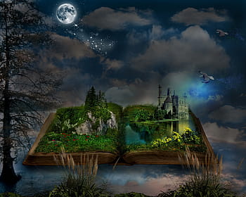 fotografie, rezervovat, krajina ilustrace, manipulace, Příroda, fantazie, starý, mraky, Dějiny, architektura, stavba