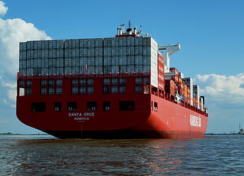 santa cruz container ship, elbe, navigation, freighter, romance, mood, maritime, container, seafaring, ship, technology