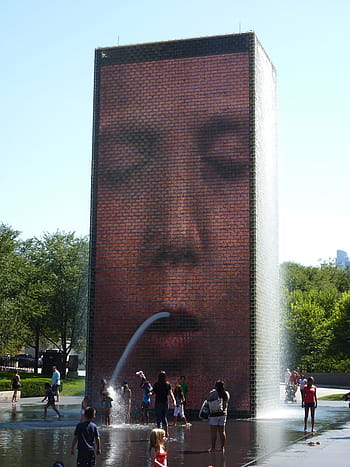 Crown Fountain, Chicago, Water, places of interest, fountain, people, urban Scene, famous Place, architecture, city, outdoors
