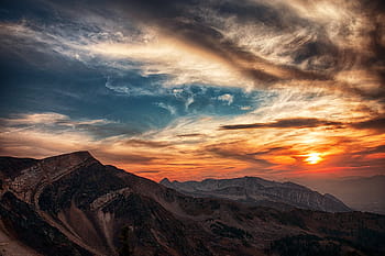 mountain view photo, sunset, utah, mountain, sky, nature, golden hour, scenic, evening, clouds, outdoors