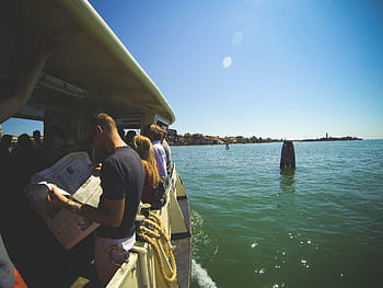 Vaporetto, Sail, Venice, Lido, Italia, kapal, pelayaran, laut, orang-orang, Kapal Bahari, transportasi