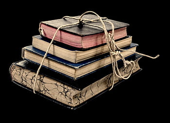 vier, sortierte Farbe, bedeckt, Bücher, Buch, alt, Haufen, Stapel, Bücherregal, Sammlung, Weiß