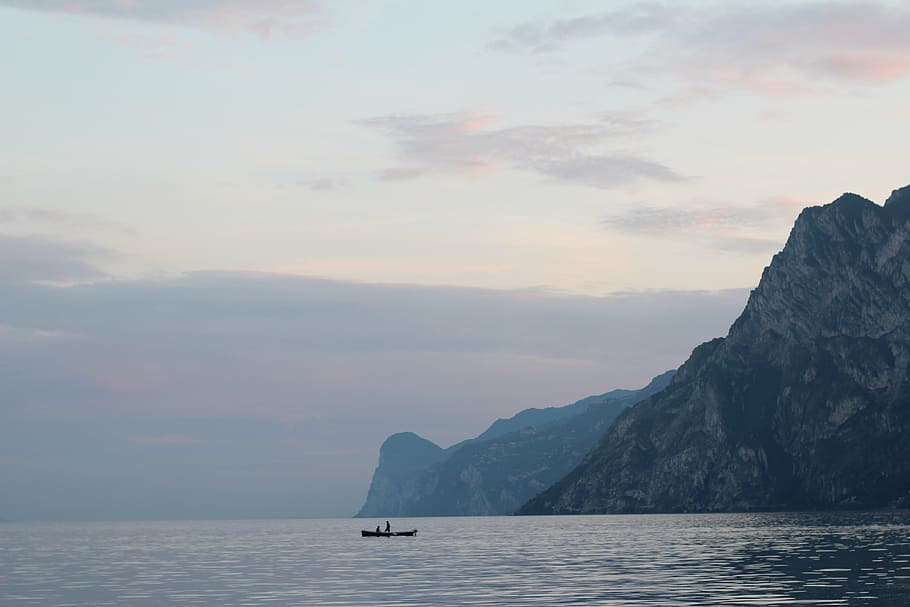 západ slunce, garda, bota, torbole, Itálie