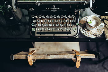 vintage, teclado, máquina de escribir, antiguo, retro, escritor, acrílico, negro