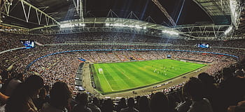 zelená, pole, Fotbal, sport, hra, dav, lidé, publikum, muži, ženy, děti