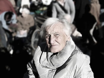 žena, stojící, hledá, závislý, demence, starý, stáří, alzheimerovou chorobou, domov důchodců, péče o seniory, věku