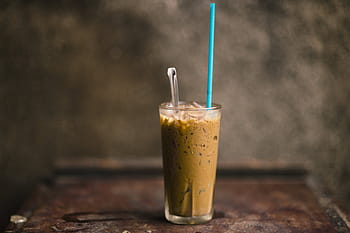 nepojmenovaná, Průhledná, pití, sklenka, hnědý, povrch, ještě pořád, položek, věci, napít se, nápoj