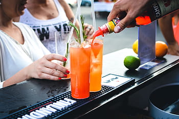 alkoholiker, drikkevarer, bar, sommer, alkoholholdige drikkevarer, alkohol, cocktail, drikke, hænder, uden for, behandle