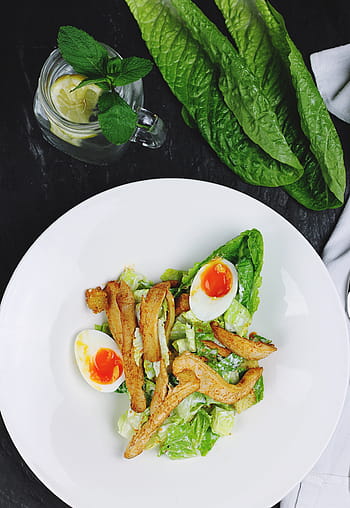 verdura, bollito, uovo, piatto, avvicinamento, foto, cucinato, veggie, cibo, bianca, ceramica