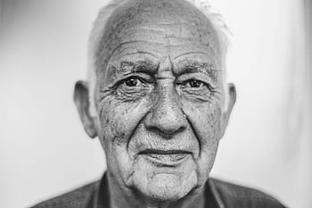 zbliżenie, fotografia, mężczyzna, Twarz, skala szarości, zdjęcie, starzec, senior, starszy, wyblakły, wiek