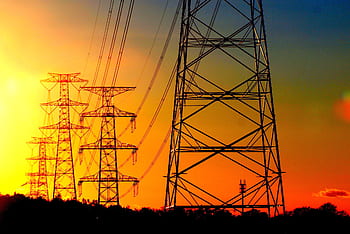 landscape, at dusk, sunset, tower, transmission, power generation, nuclear power plant, japan, light, lattice