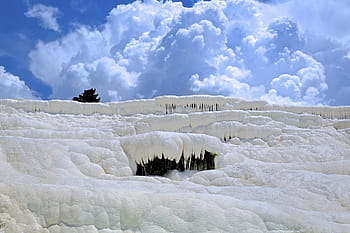 snow covered mountain, nature, landscape, clouds, sky, snow, winter, cold, weather, cave