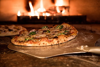 rustic, pizza, oven, food, tasty, snack, fresh, fire, flame, cook, bake